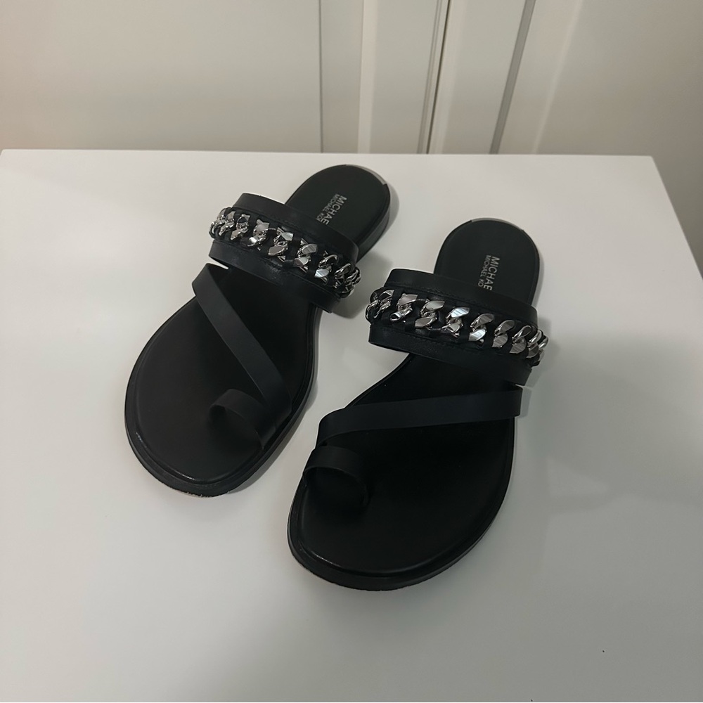 MICHAEL Michael Kors Black and Silver Sandals
